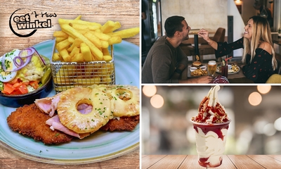 2-gangen schnitzel- of kipsatédiner bij Eetwinkel ´t Huus