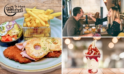 2-gangen schnitzel- of kipsatédiner bij Eetwinkel ´t Huus