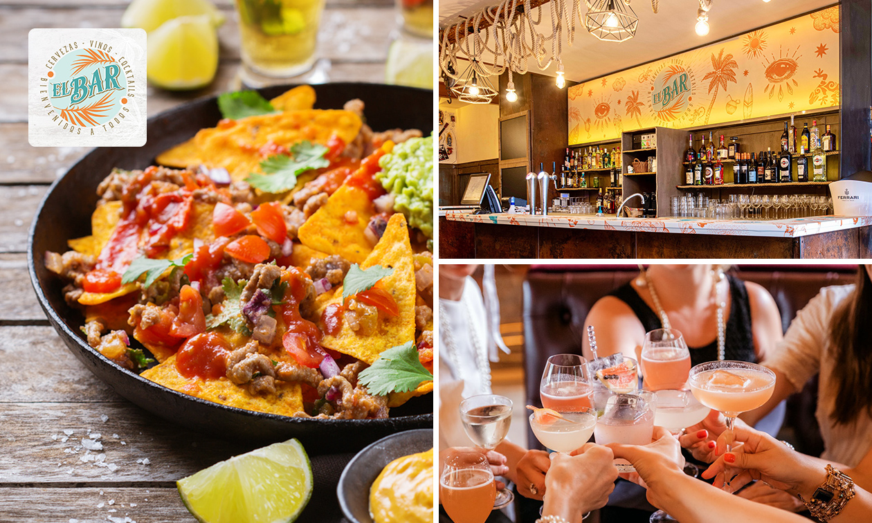 2 cocktails of 1 fles wijn naar keuze + nachos