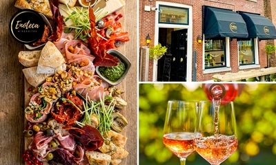 Luxe borrelplank + fles wijn