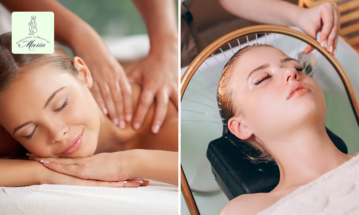 Ontspanningsmassage (60 of 75 min) of Japanese head spa (90 min)