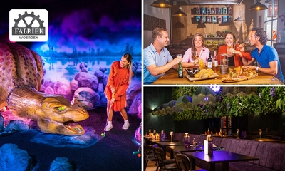 Glow in the dark-minigolf + valentijnsarrangement of 3-gangendiner