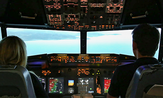 Vliegen in een flight simulator + koffie/thee + lekkernij