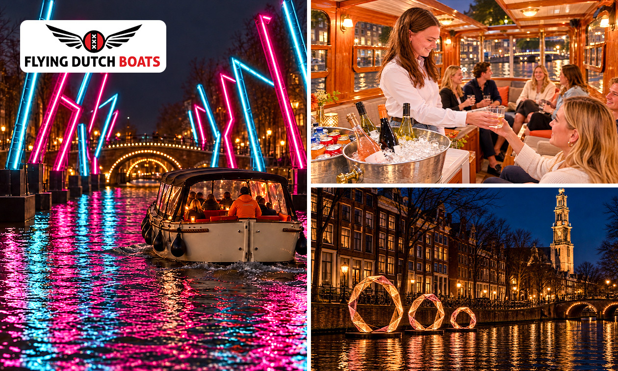 Rondvaart tijdens het Amsterdam Light Festival (75 min) evt. + drankjes