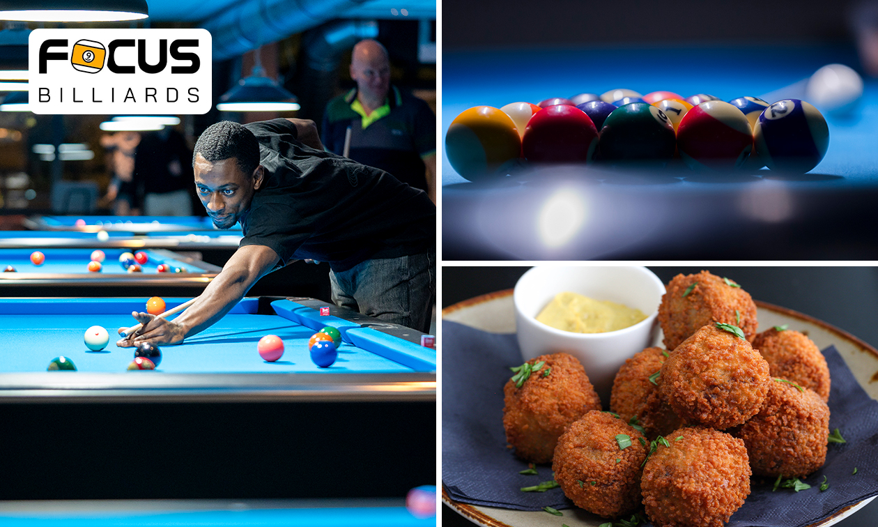 Poolen of snookeren + bittergarnituur (8 stuks)