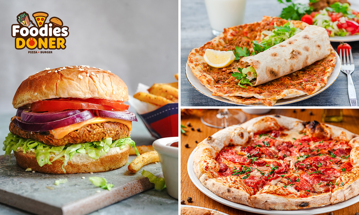 Burger-, Döner- oder Pizza-Menü inklusive Beilage und Softdrink