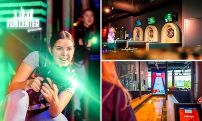 Lasergamen (2x10 min) of shuffle (1 uur) + smartdarts (1 uur) voor 4 tot 10 personen