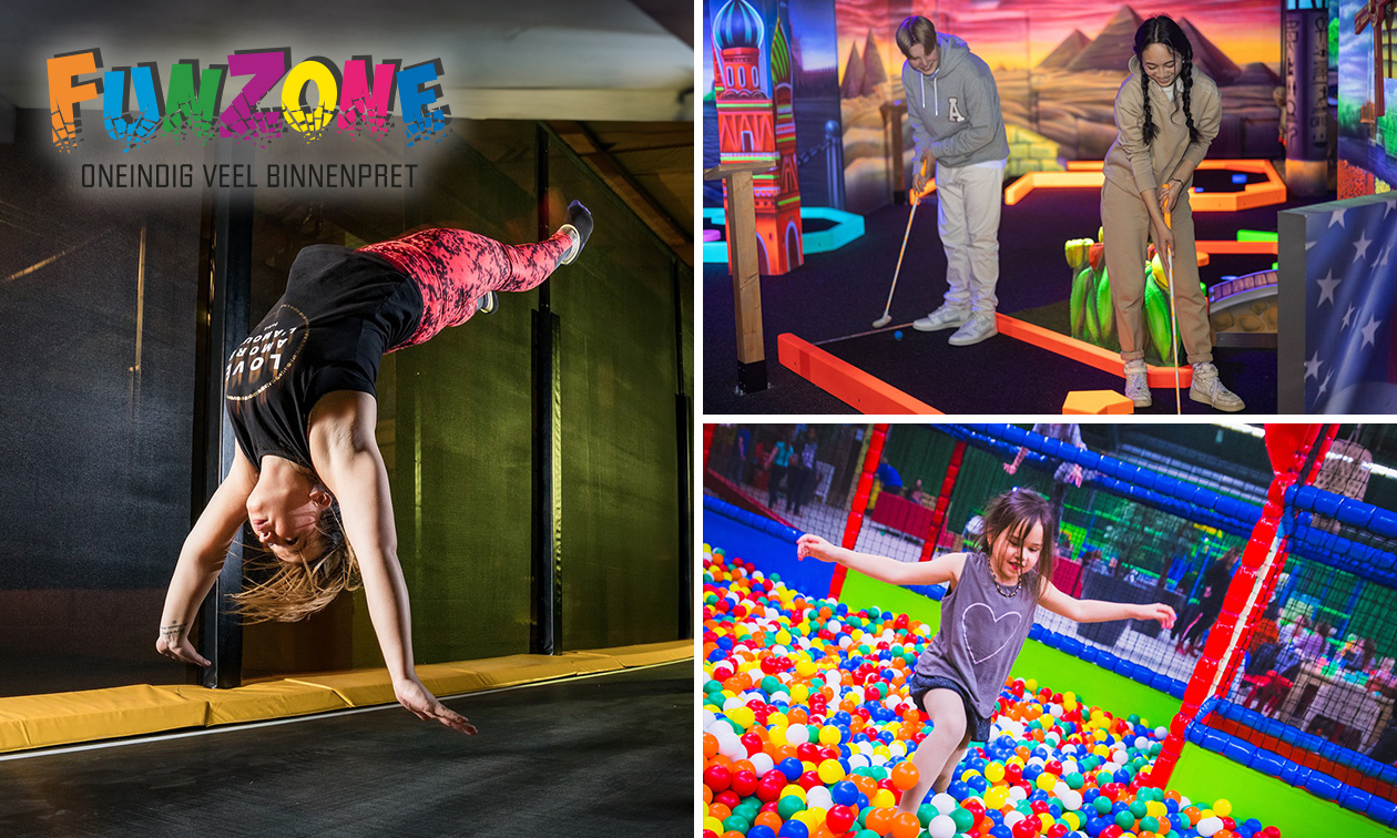 Jumpen + entree indoor speeltuin + glow-minigolf + friet met saus + ijsje bij FunZone
