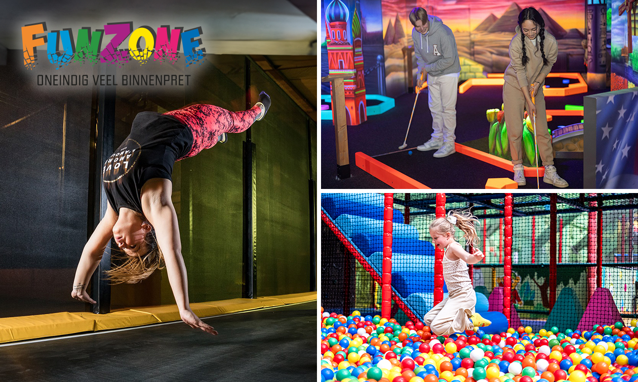 Jumpen + entree indoor speeltuin + glow-minigolf + friet met saus + ijsje bij FunZone