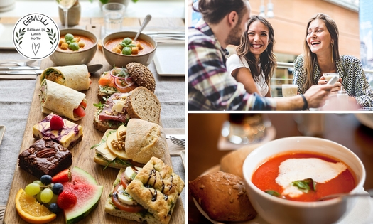 3-gangen lunchplateau + fruit bij Gemelli