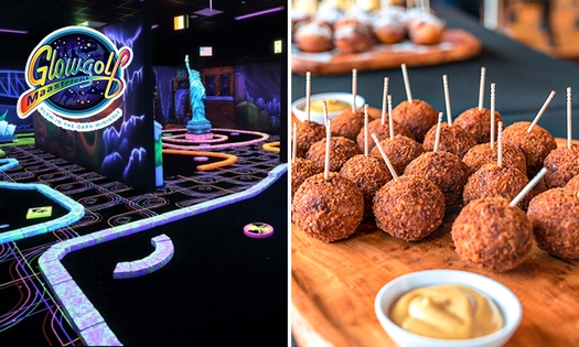 18 holes glowgolf + borrelhapjes bij Glowgolf Maastricht