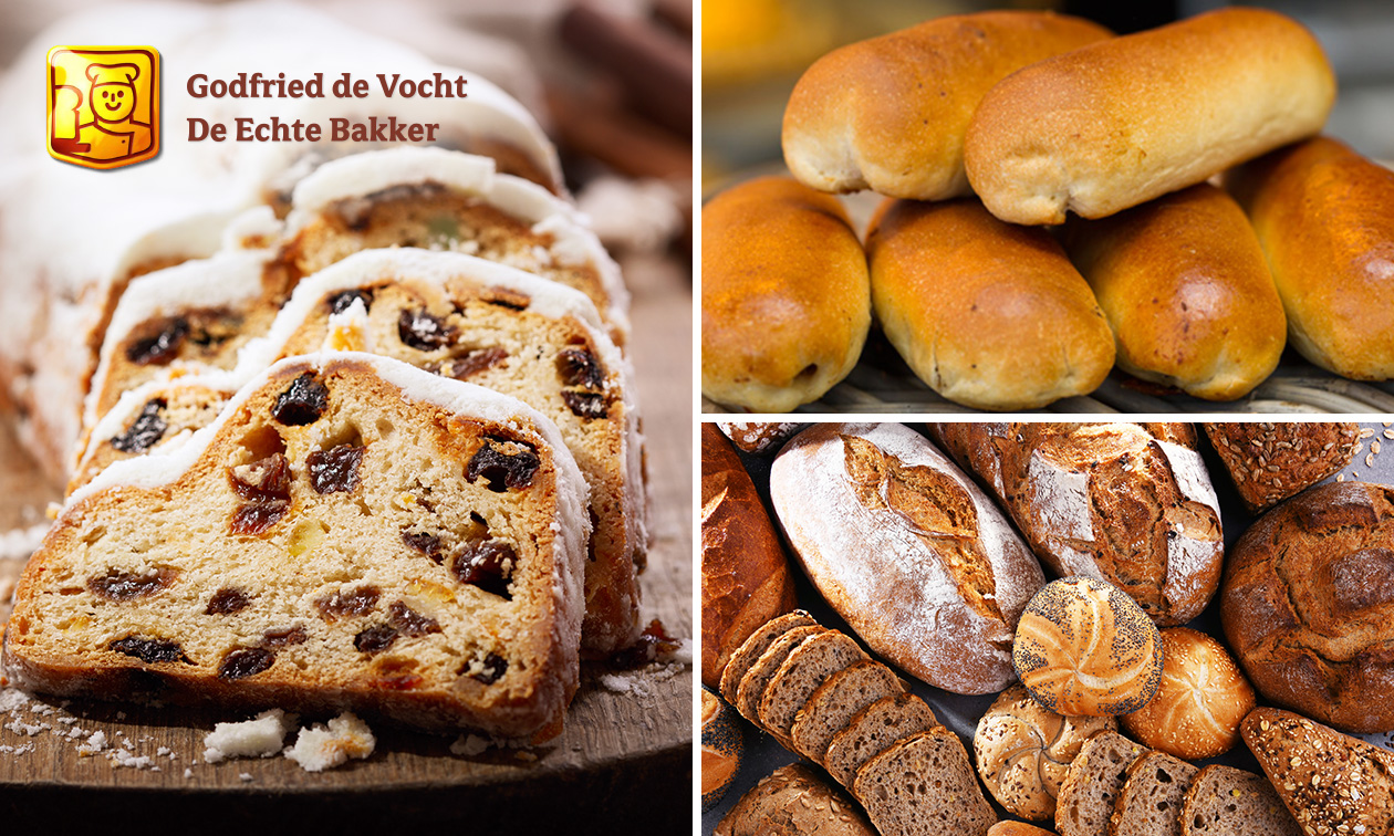 Kerstbrood + 6 worstenbroodjes + broodjes voor afhaal bij Godfried de Vocht De Echte Bakker
