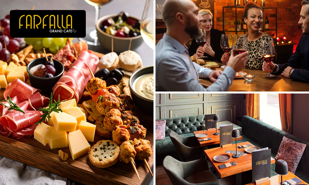 Cocktails of high wine + borrelplank + du pain