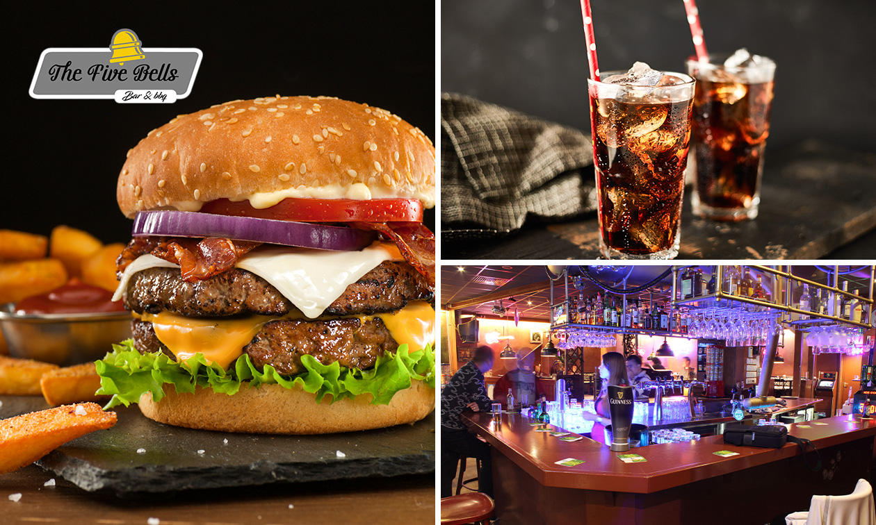 Burger naar keuze + friet + frisdrank bij Grand Café The Five Bells in hartje Amsterdam