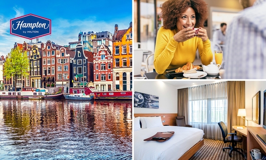 Overnachting voor 2 + ontbijt + late check-out + parkeren nabij Amsterdam
