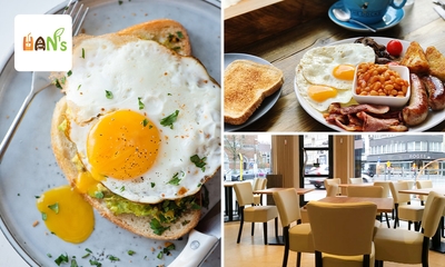 Ontbijt + warme drank naar keuze of English breakfast + glas cava