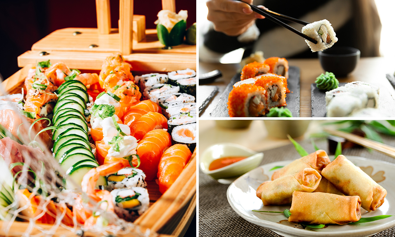 Dine-in: spring rolls + Sushiboot (voor 2 personen)