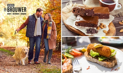 Wandel- of fietsarrangement + warme drank met brownie + 2-gangenlunch
