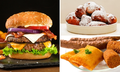 Snacks of burger naar keuze + patat + saus + frisdrank