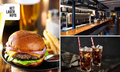 Burger met friet en een drankje bij Het Lagerhuys Amsterdam