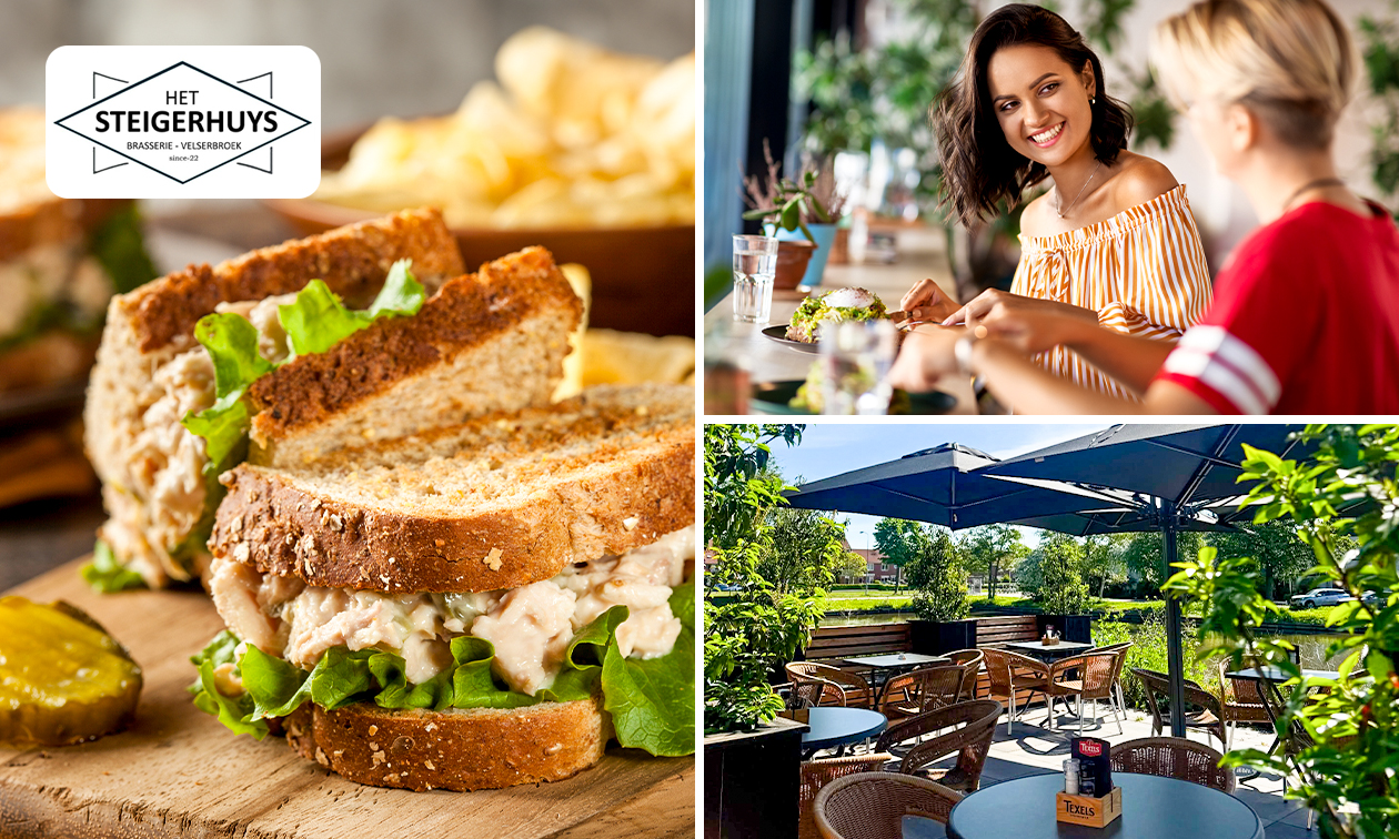2-gangenlunch à la carte bij Het Steigerhuys aan het water