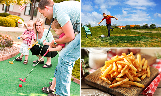 Midgetgolf of voetbalgolf + friet + snack Midgetgolf of voetbalgolf + friet + snack