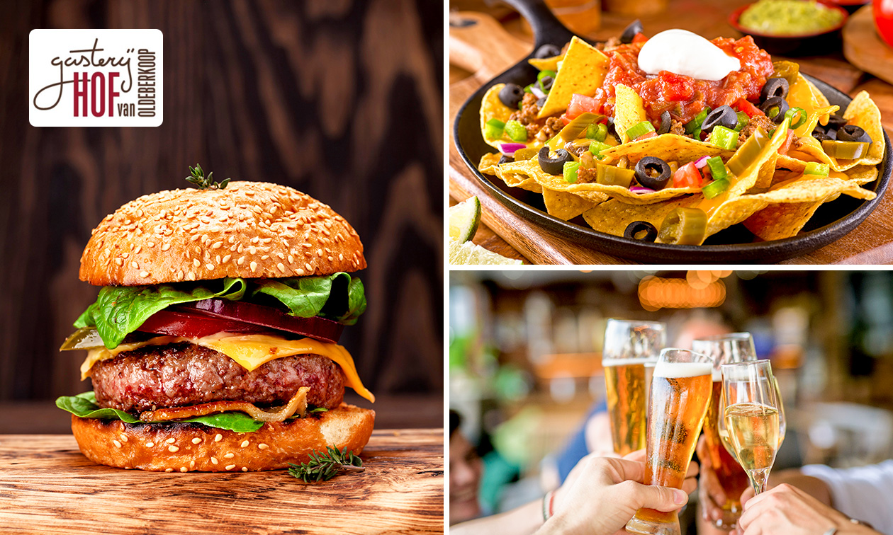 Nacho's + burger naar keuze + bier/wijn/fris bij Hof van Oldeberkoop