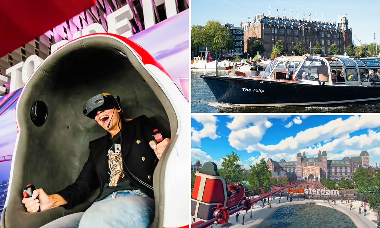 Rondvaart door Amsterdam (75 min) + entree Amsterdam VR Ride