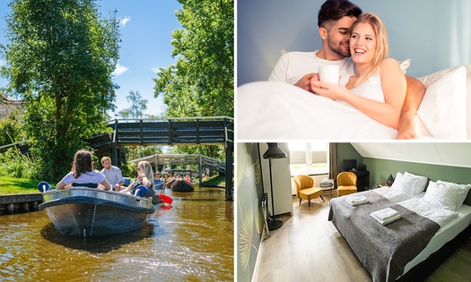 1 of 2 overnachtingen voor 2 + ontbijt + zicht op het water in Giethoorn