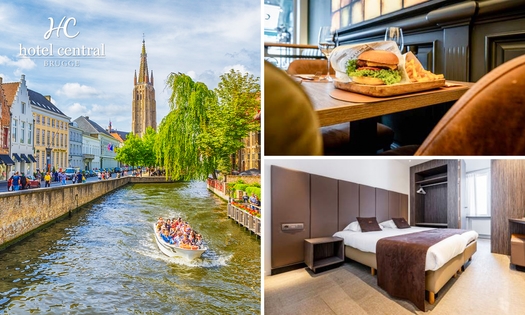 Hotel & Restaurant Central Brugge, Overnachting voor 2 + ontbijt + diner in hartje Brugge bespaar 35% in via Social Deal