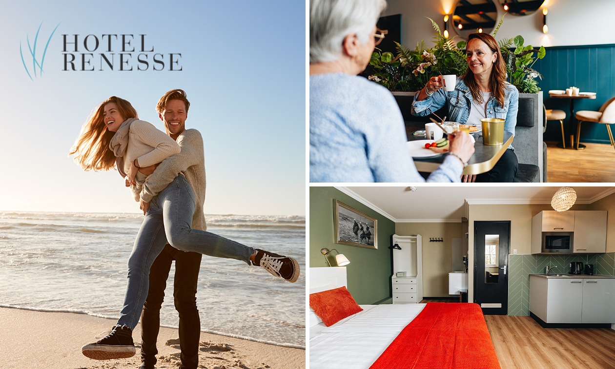 2 of 3 overnachtingen voor 2 + ontbijt + fles wijn aan zee bij Hotel Renesse