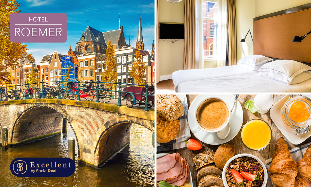 Overnachting voor 2 + ontbijt in hartje Amsterdam