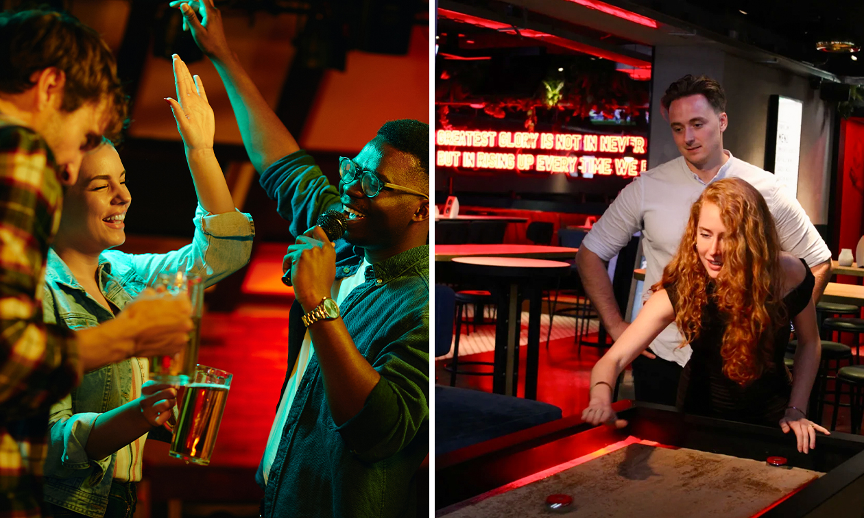 Privé-karaokekamer voor 4 tot 12 personen (55 min) of shuffleboard voor 2 tot 10 personen (60 min) Privé-karaokekamer voor 4 tot 12 personen (55 min) of shuffleboard voor 2 tot 10 personen (60 min)