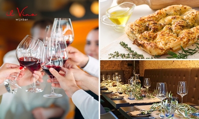 Wijnproeverij met 2 soorten wijn + focacciabrood met olijfolie
