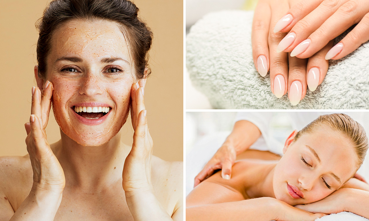 Gezichtsbehandeling (45 min) + evt. manicurebehandeling (30 min) of massage (30 min)