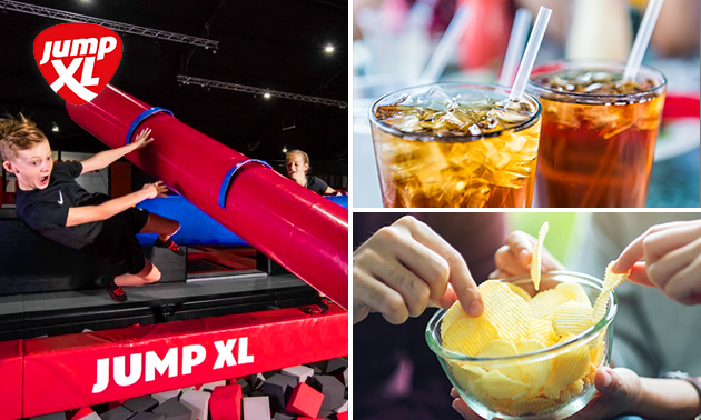Jump ticket (90 min) + jumpsokken + chips + fris Jump ticket (90 min) + jumpsokken + chips + fris