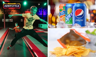 Trampolinespringen (2 of 3 uur) + sokken + evt. frisdrank en chips