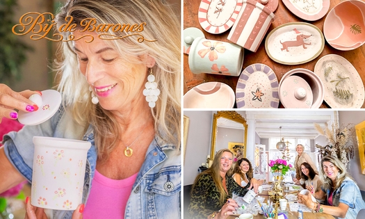 Workshop keramiek schilderen + gebak + koffie/thee of 3 glazen wijn + borrelplank (2,5 uur)