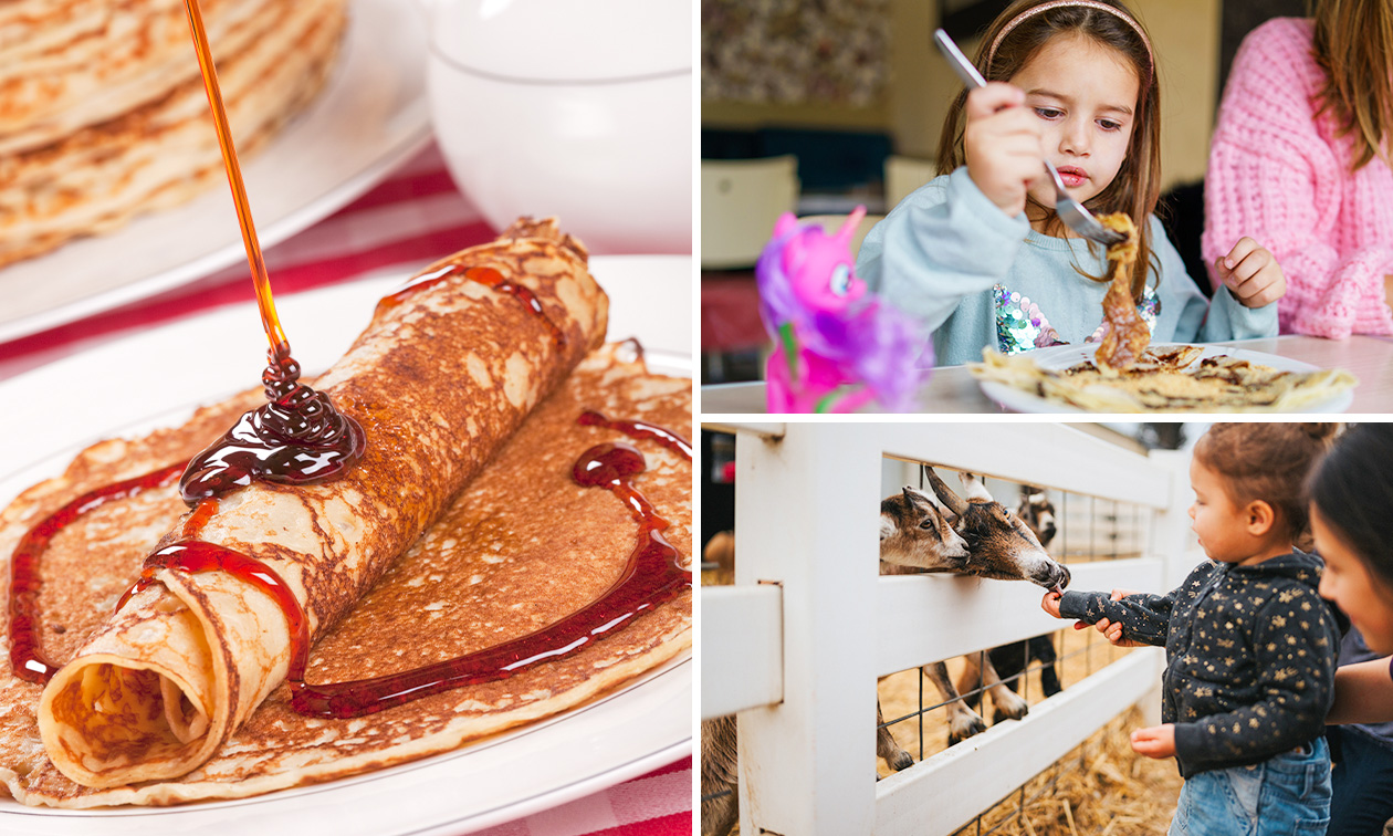 Pannenkoek + drankje + toegang tot de kinderboerderij