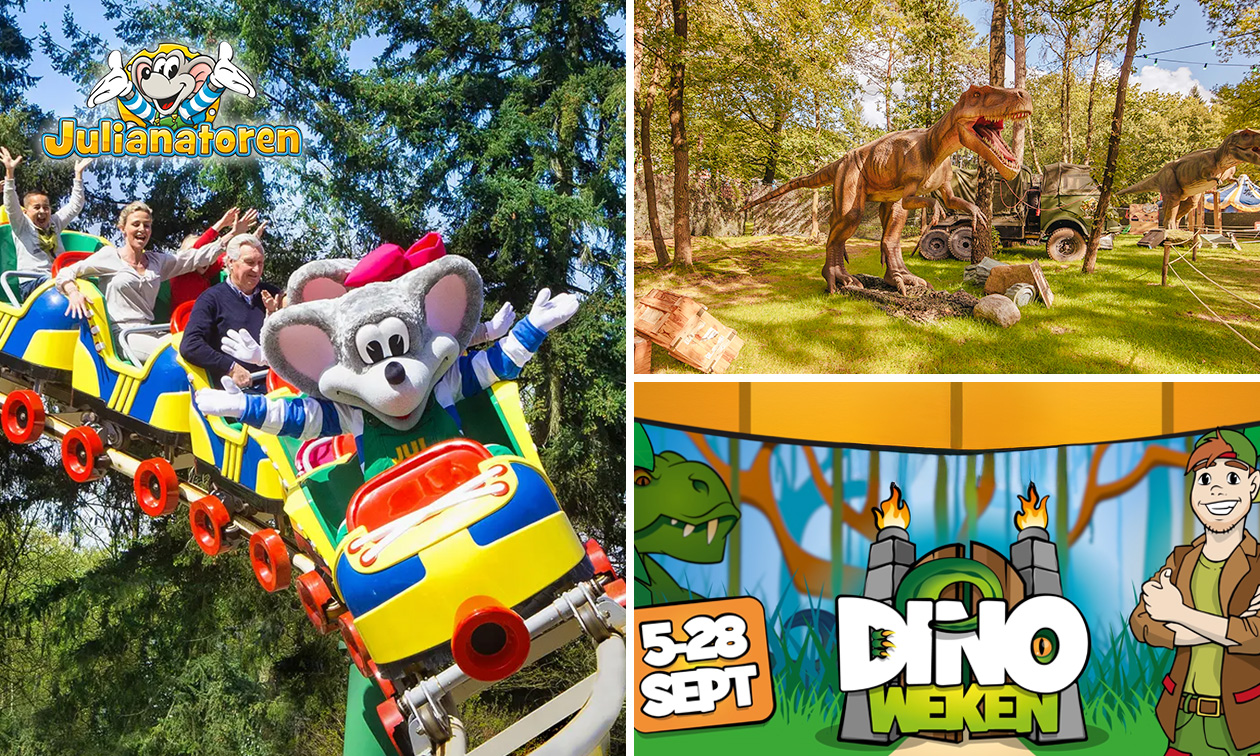 Entree (10.30-20.00 uur) voor De Dino premièredag bij Kinderpretpark Julianatoren