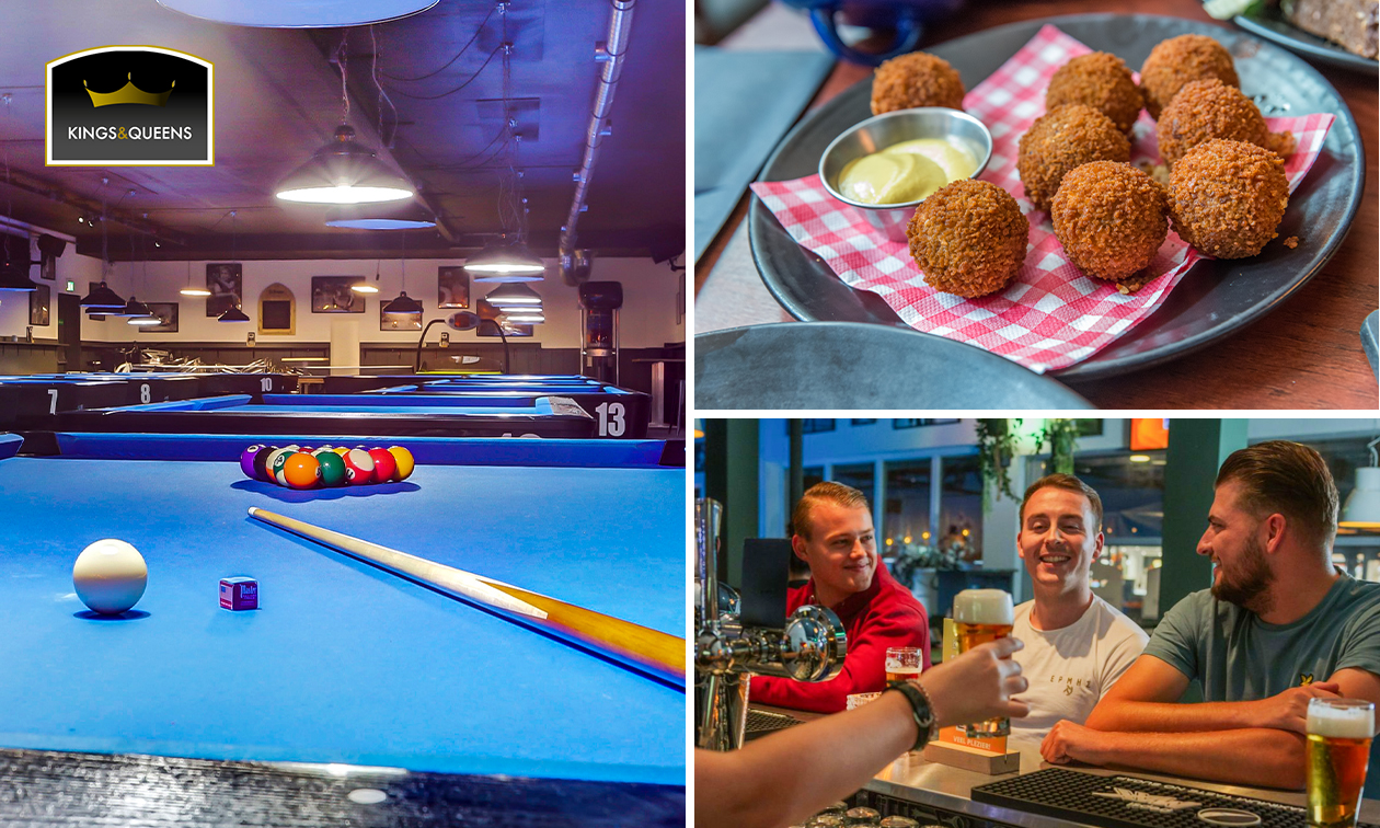 Poolen (1 uur) + 4 drankjes + bitterballen