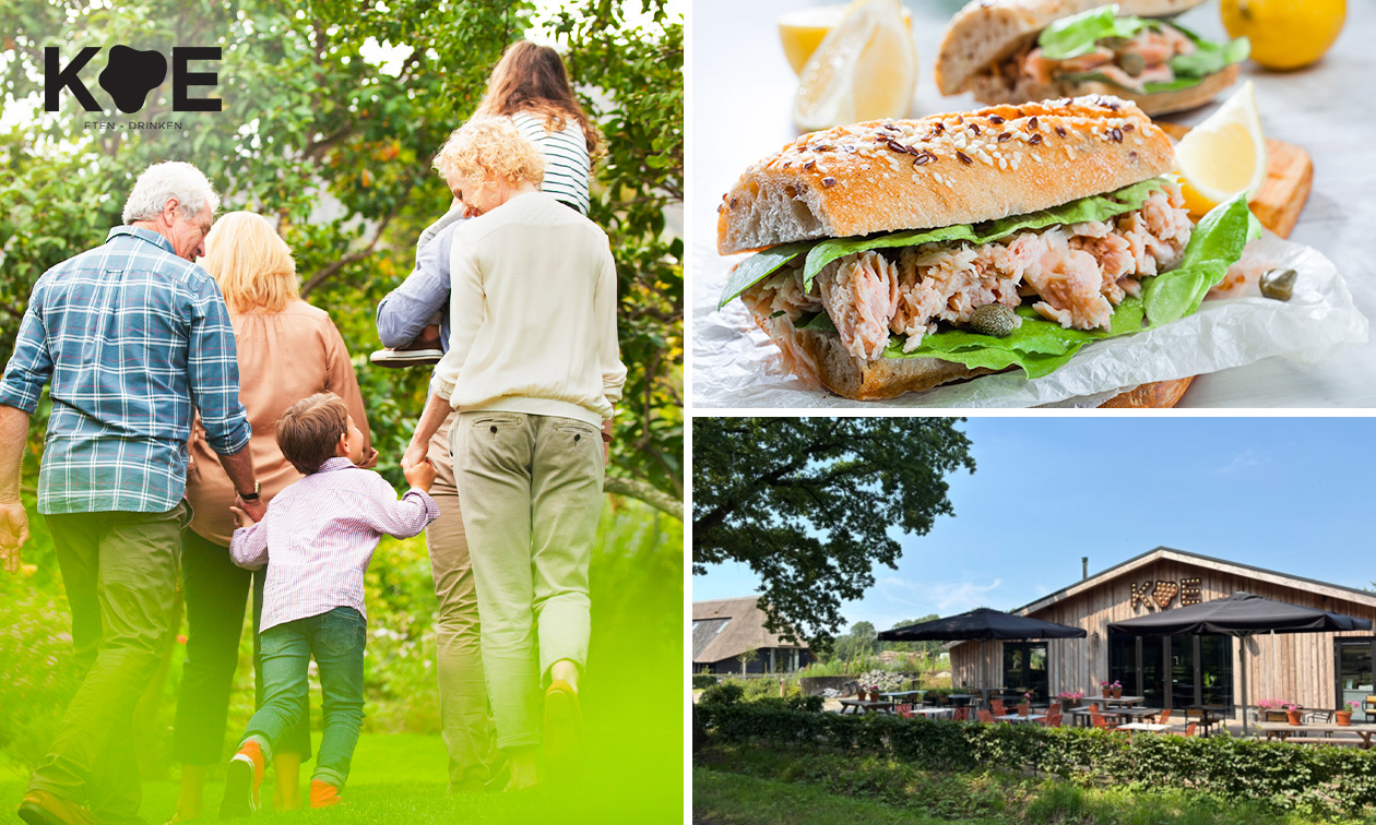 Wandelarrangement incl. warme drank + gebak + bittergarnituur of 2-gangenlunch bij KOE