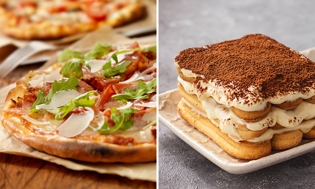Afhalen: pizza naar keuze + tiramisu