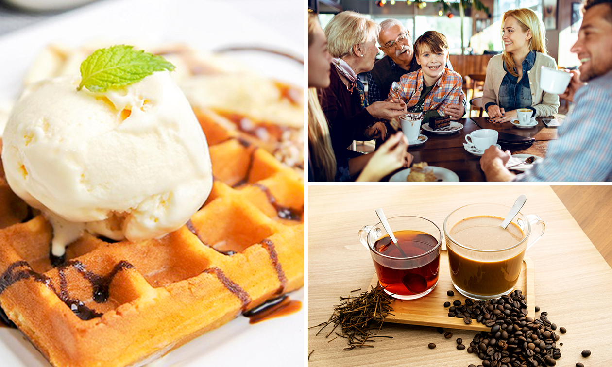Pannenkoek of wafel naar keuze + warme drank naar keuze bij La Primavera Blankenberge