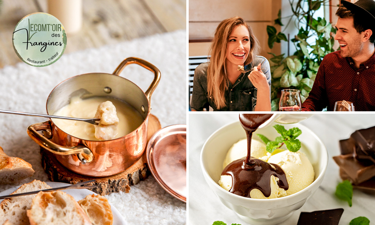 Fondue savoyarde + dame blanche près de Durbuy