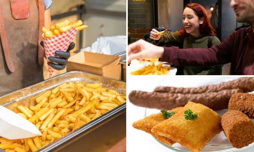 Frietkar voor 30 personen op locatie + onbeperkt friet, snacks en sauzen (1,5 uur)