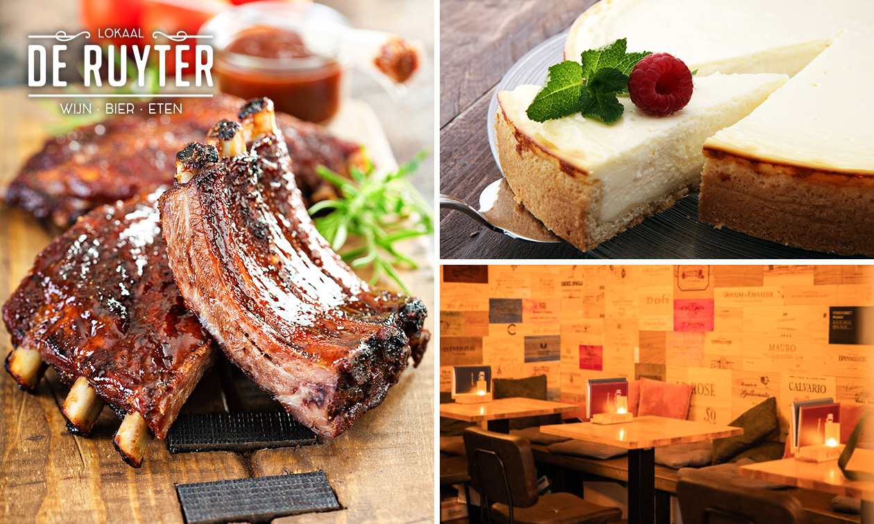 Portie spareribs of 2-gangen spareribdiner bij Lokaal de Ruyter
