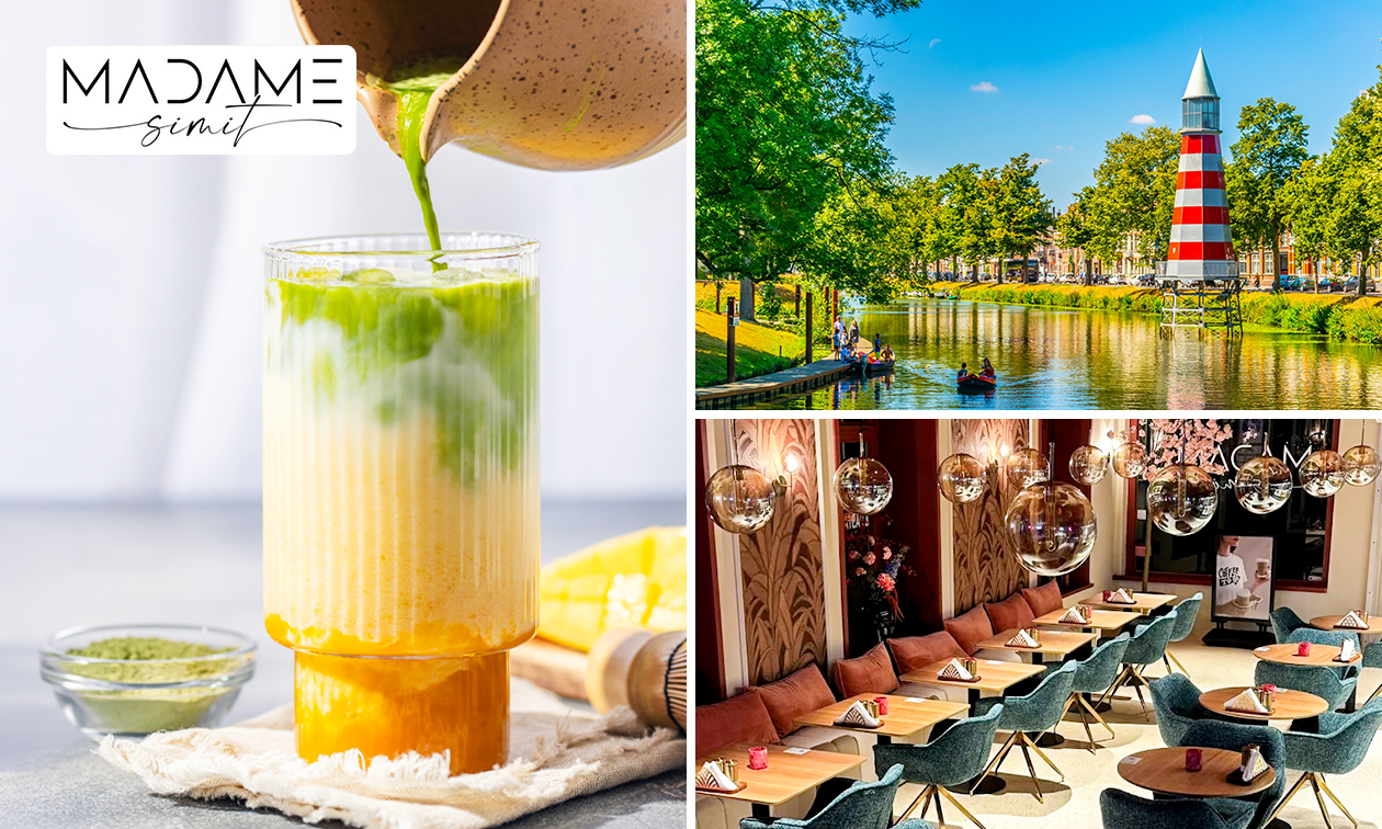 Matcha met een smaakje + melk naar keuze bij Madame Simit