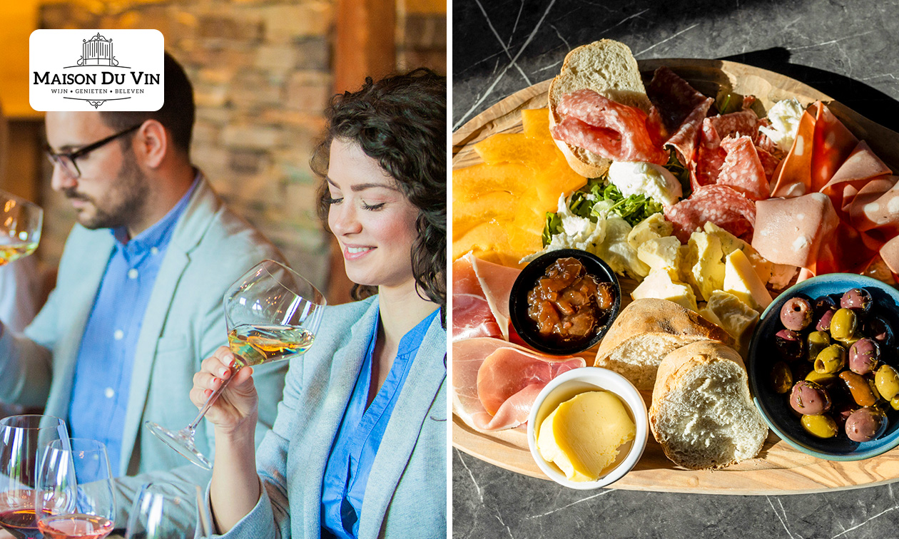 Privé wijnproeverij naar keuze + borrelplank bij Maison du Vin