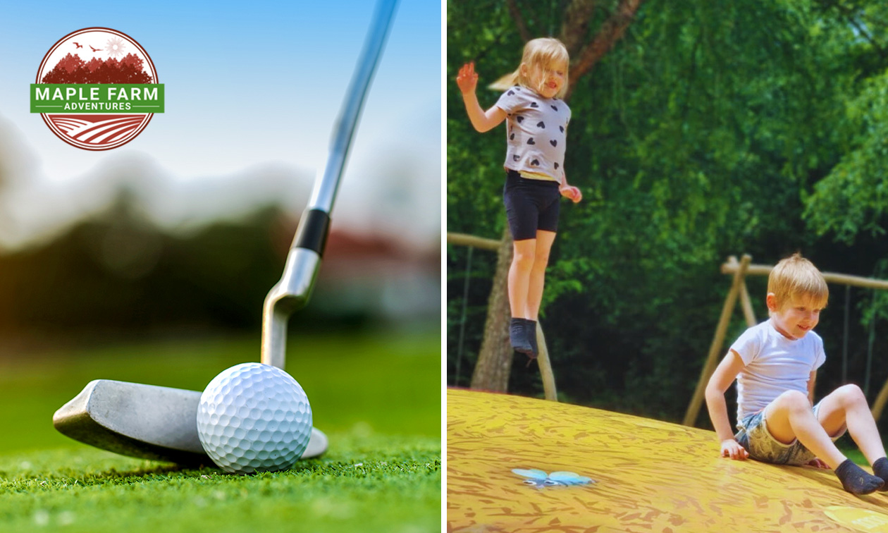 Adventure golf + toegang buitenspeeltuin bij Maple Farm Adventures